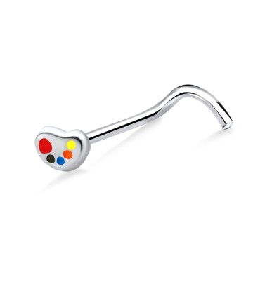 Enameled Silver Curved Nose Stud NSKB-753